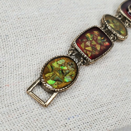 Vintage Liz Claiborne Armband goldfarben Cabochon Herbstfarben 8" signiert - Bild 2 von 12