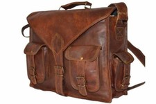 Vintage Real Leather Briefcase Business Lapto...