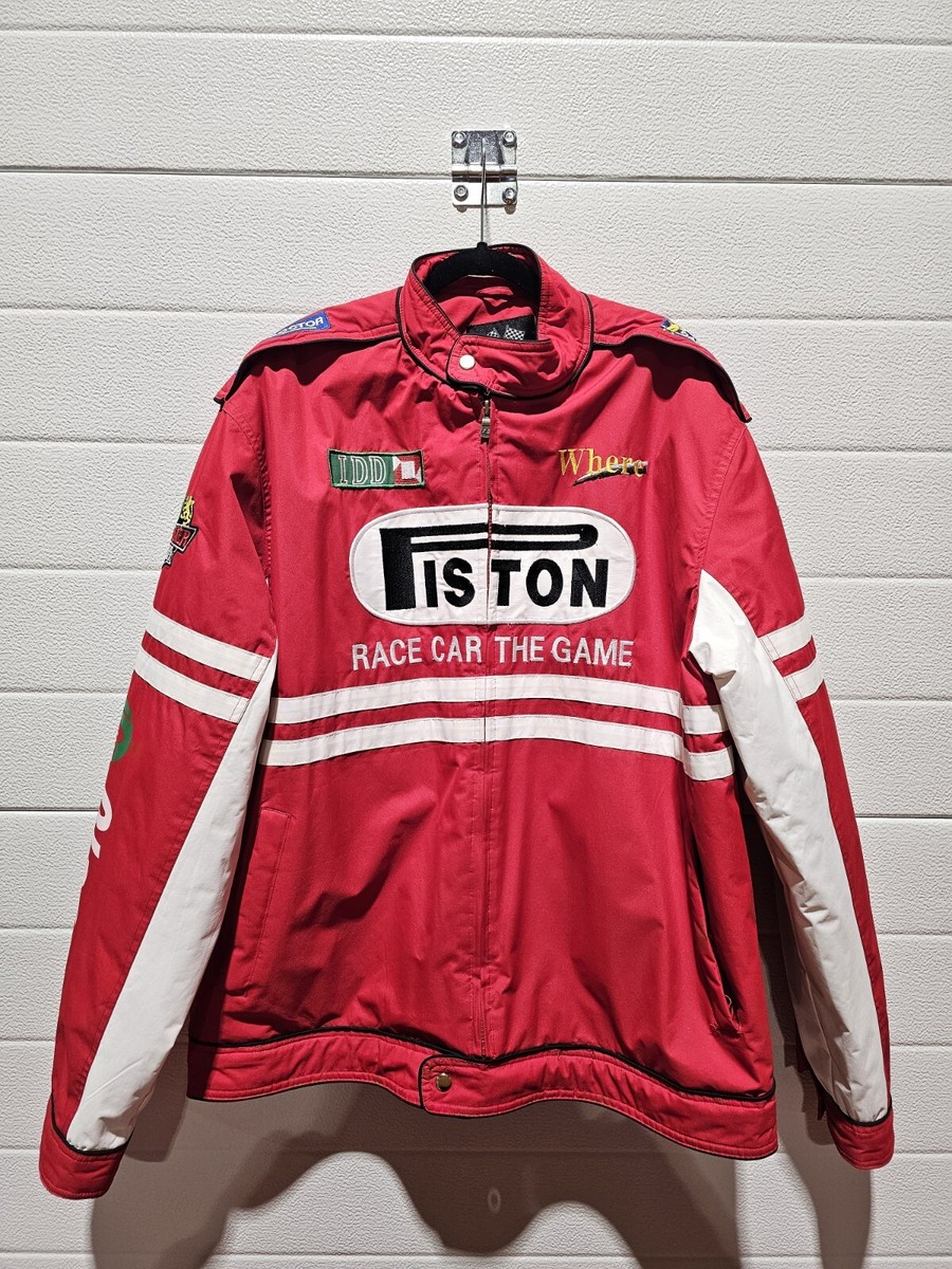 Mens Race Car Racing Jacket Piston Red With Patches XXL See