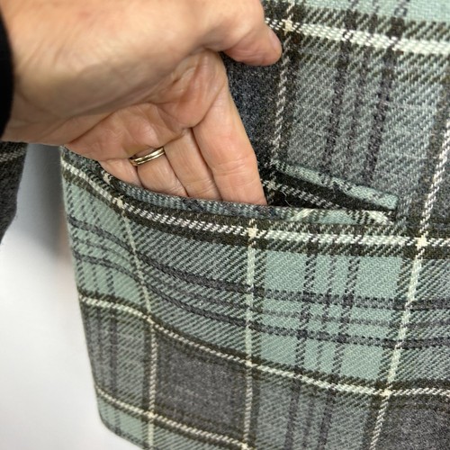 Giacca blazer vintage donna 12 verde grigio misto lana USA 2 bottoni Academia - Foto 4 di 11