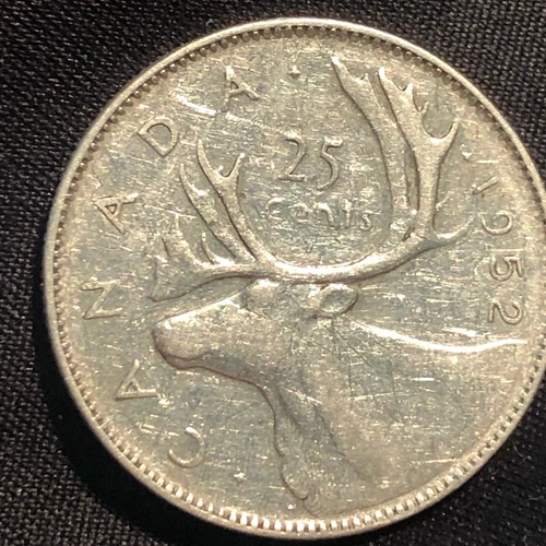 1952 Canada 25 Cents Silver Coin - VF (Very Fine) condition