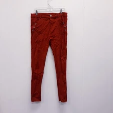 Rozas Jeans Womens 1X Maroon Skinny High Rise Pants Red Pocket 
