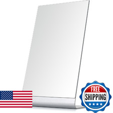 NEZZOE Frameless Makeup Mirror for Desk 15x8.5 inch Aluminum Standing Table Larg