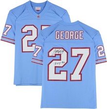 Eddie George Oilers Signed Mitchell and Ness 1997 Light Blue Replica Jersey