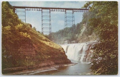 Upper Falls Genesee River Letchworth State Park NY Postcard c1950s