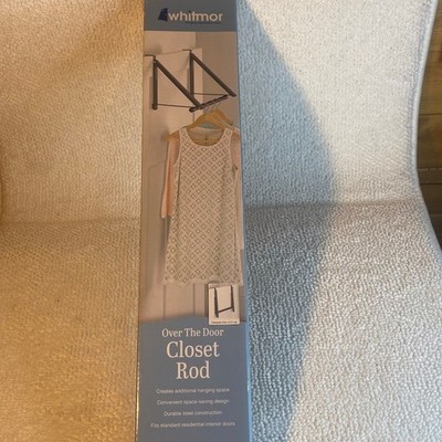 Whitmor Over The Door Closet Rod Space Saving Hanging Rack NiB