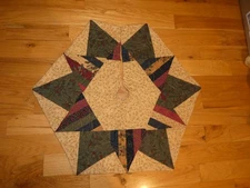 Star Christmas Tree Skirt Quilt Panel Handmade Pieced 30 x 26"