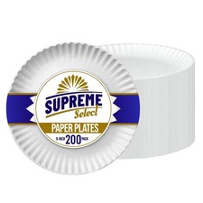Disposable Paper Plates in Bulk [Set of 200 | 9 inch] Uncoated White Large Pl...