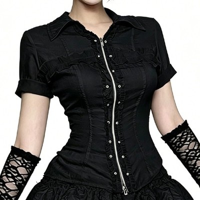 Women Gothic Shirt Victorian Blouse Gothic Lolita Shirt Punk Shirt Casual Shirt