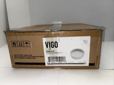 Vigo VG04018 Starr Modern Stone Round 15'' Vessel Bathroom Sink - Matte White