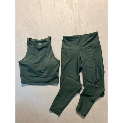 Old Navy Active Powerchill Powersoft Workout Set Green Small Leggings Tank