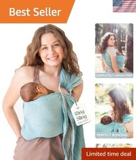 Luxurious Ring Sling Baby Carrier - 100 Natural Cotton, Grey Turquoise Elegance