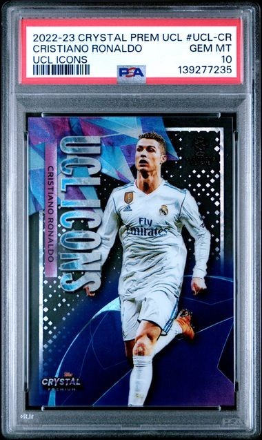 2022-23 Topps Crystal Premium UCL Icons Cristiano Ronaldo PSA 10
