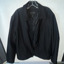 Structure Men's Black Solid Full Zip Short Jacket Point Collar Size L/G