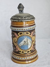Villeroy & Boch Mettlach Bierkrug Pferd von 1887 Beer Stein