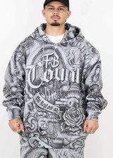 FB County Inked Up Hoodie Hoody Black Grey Gray