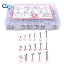 240 Pcs M5 M6 M8 304 Metric Flanged Hex Screws Nuts Flanged Bolts And Nuts Kit