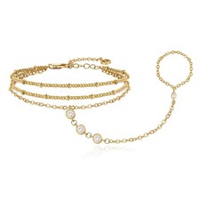 Womens Bracelets 18K Gold Plated Hand Chain for Women Layered Stackable Dainty R