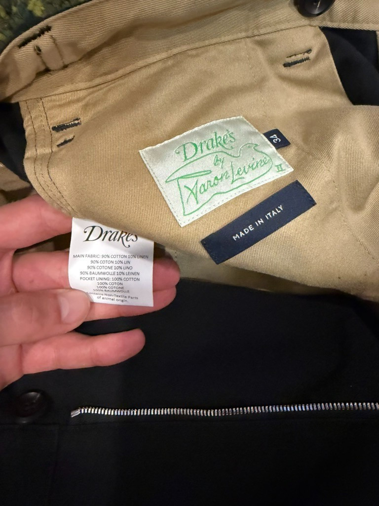 NWT Drake's Aaron Levine linen cotton black games pants mens 34 italy SOLD OUT image 5