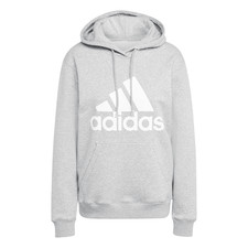 adidas Essentials Logo Regular Fleece Hoodie Womens Grey Casual Outerwear JH370