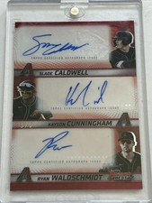 2025 Bowman’s Best Triple Auto Red Parallel 3/5 Caldwell Cunningham Waldschmidt