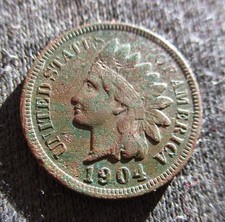 OLD COIN UNITED STATES OF AMERICA 1 CENT 1904 INDIAN HEAD PENNY W/ SHIELD