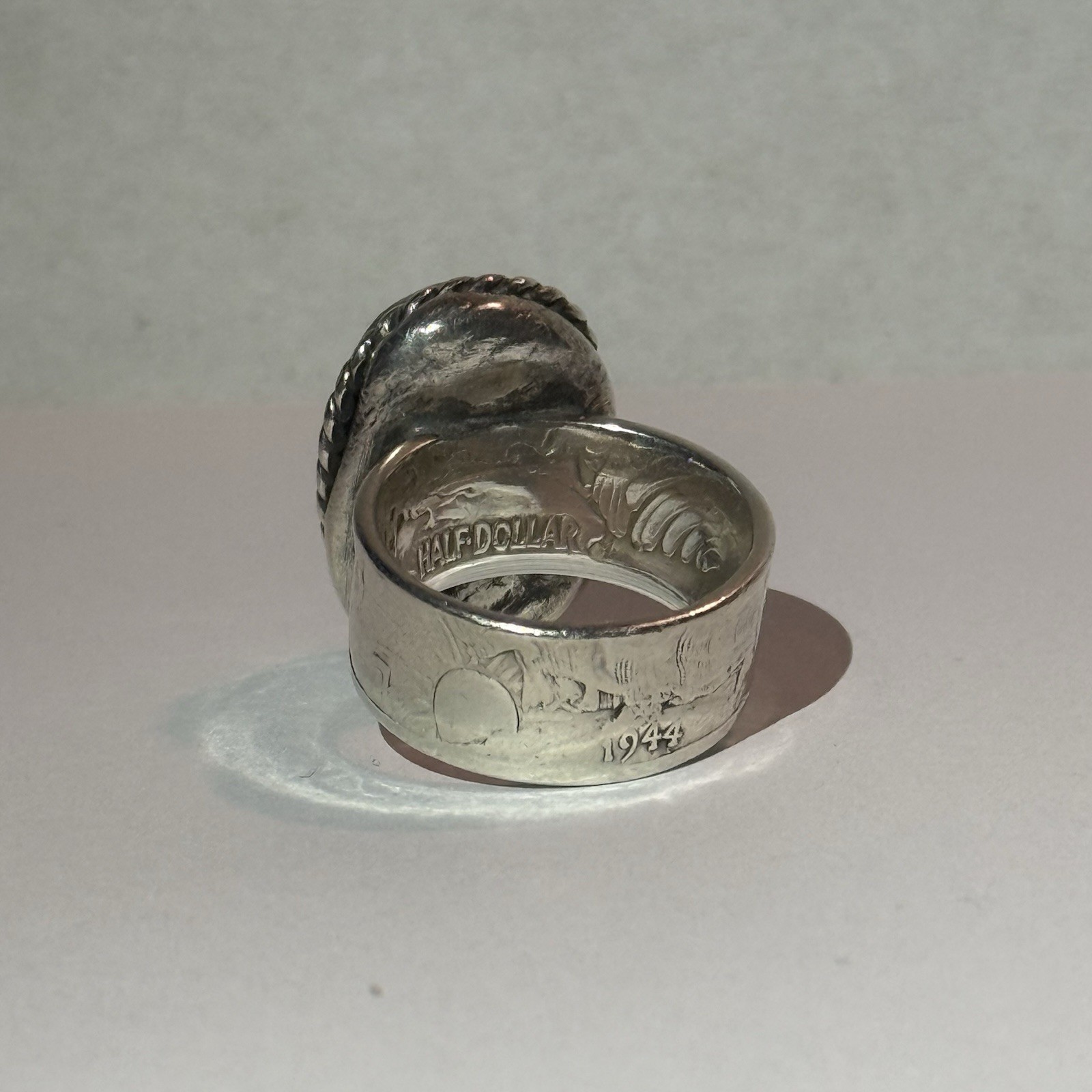 White Buffalo Silver Half Dollar Ring - image 4
