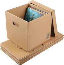 12" Vinyl Record Storage and Moving Box - Sturdy Cardboard with Removable Lid -