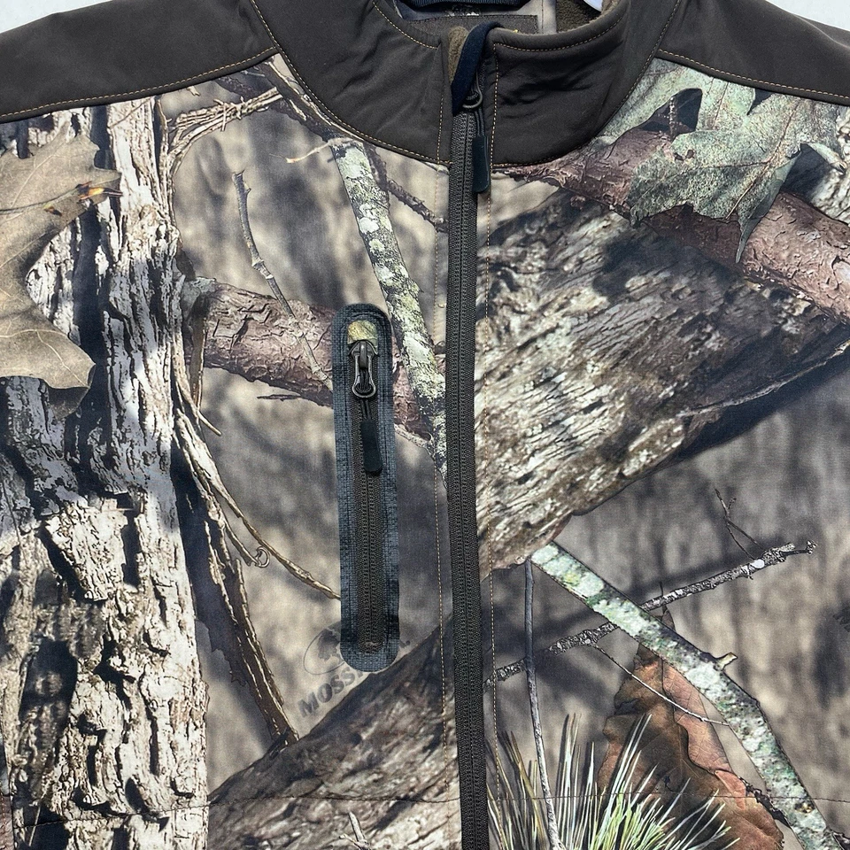 Mens Med Gamehide Camo Fleece Hunting Jacket Zip Up Mossy Oak Camouflage No Hood - Image 3 of 4