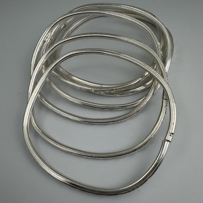 7 Set of Bangles 925 Silver Diamond Cut Bangle Stacking Bangle for little girls 
