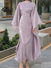 Elegant Women Abaya Muslim Kaftan Batwing Sleeve Maxi Dress Formal Prom Gown Eid
