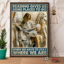 Book Girl Reading Gives Us Some Places To Go Vertical Paper Poster No Frame -.