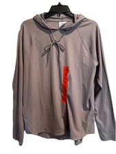 Sage Collective Women's Lightweight Long Sleeve Ribbed Hoodie-Gray-Size Medium