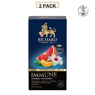 2 PACK - RICHARD IMMUNE  Infusion Herbal Tea 20 sachets Orange Rosemary Russia