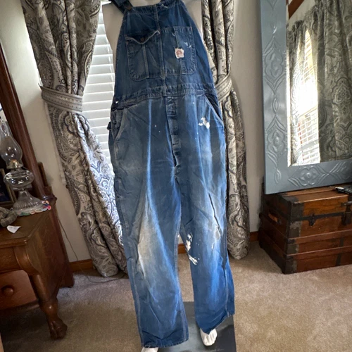 Vintage Red Camel Denim Bib Overalls w/ Bib Pocket, Adjustable Straps, Relaxed - product listing photo