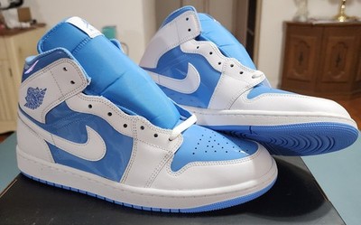 Air Jordan 1 Mid SE White / Legend Blue Patent Leather UNC. Size Mens 12. NEW!