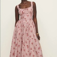 Reformation Petite Balia Linen Midi Dress NWT TEA TIME -4 P