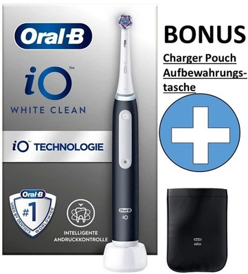 Oral-B iO White Clean Black Edition Elektrische Zahnbürste mit Magnetantrieb