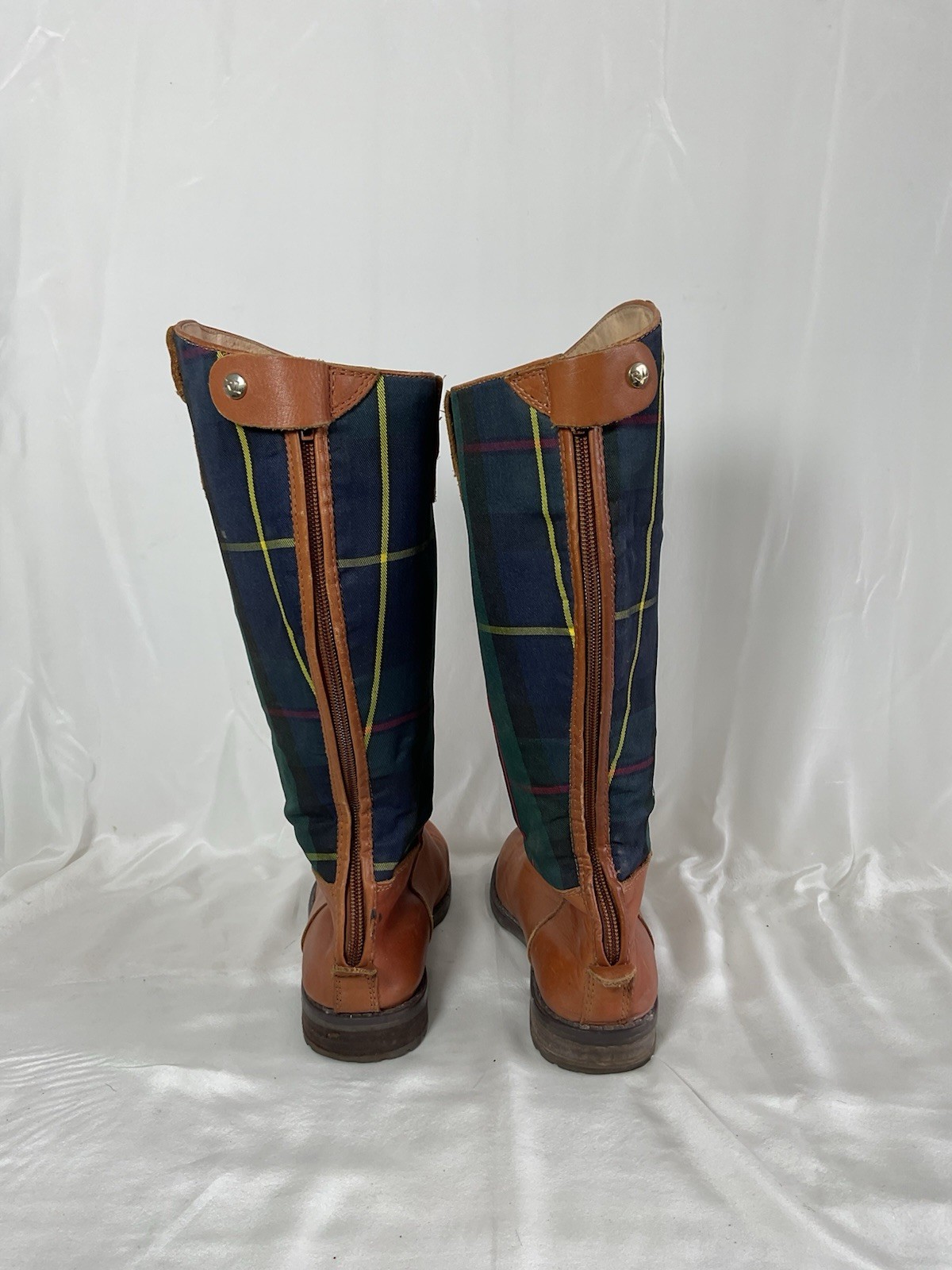 RALPH LAUREN women’s Riding Boots Style  Featuring A Plaid Canvas Upper In Green thumbnail 6