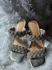 A New Day Rhinestone Slides Sandals Slip-on Square Toe Round Heels 6.5 Wide NWT