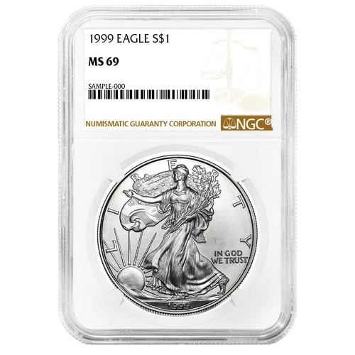1999 $1 American Silver Eagle NGC MS69 Brown Label