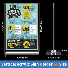 Acrylic Sign Holder 4x6 Inch, 3 Pack Sign Holders Vertical , Double Sided Dis...