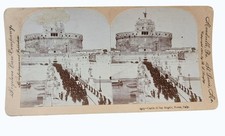 Antique 1901 Stereoview Photo Castel San Angelo Rome Italy Keystone View Co.