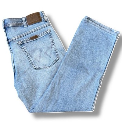 Wrangler Herren 36W 34L Blau Faded Straight Leg Retro Jeans