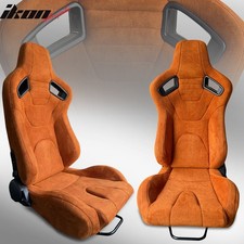 Universal Reclinable Adjustable Pair Racing Seat Wdual Slider Brown Suede Universal Reclinable Adjustable Pair Racing Seat Wdual Slider Brown Suede