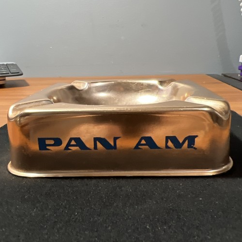 Vintage PAN AM Airlines Globe Copper Aluminum Large Ashtray original 1960s