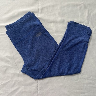 The North Face Women s Medium Blue Heather Cropped Leggings Ruched Hem Capri