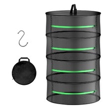 Herb Drying Rack Hanging 4 Layer 24'' with Zipper  Hook, Dry Mesh Folding Ba...
