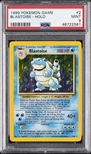 1999 POKEMON BASE SET UNLIMITED #2 BLASTOISE-HOLO PSA 9