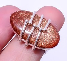 Golden Sunstone Gemstone 925 Sterling Silver Handmade Ring Size Adjustable R48 